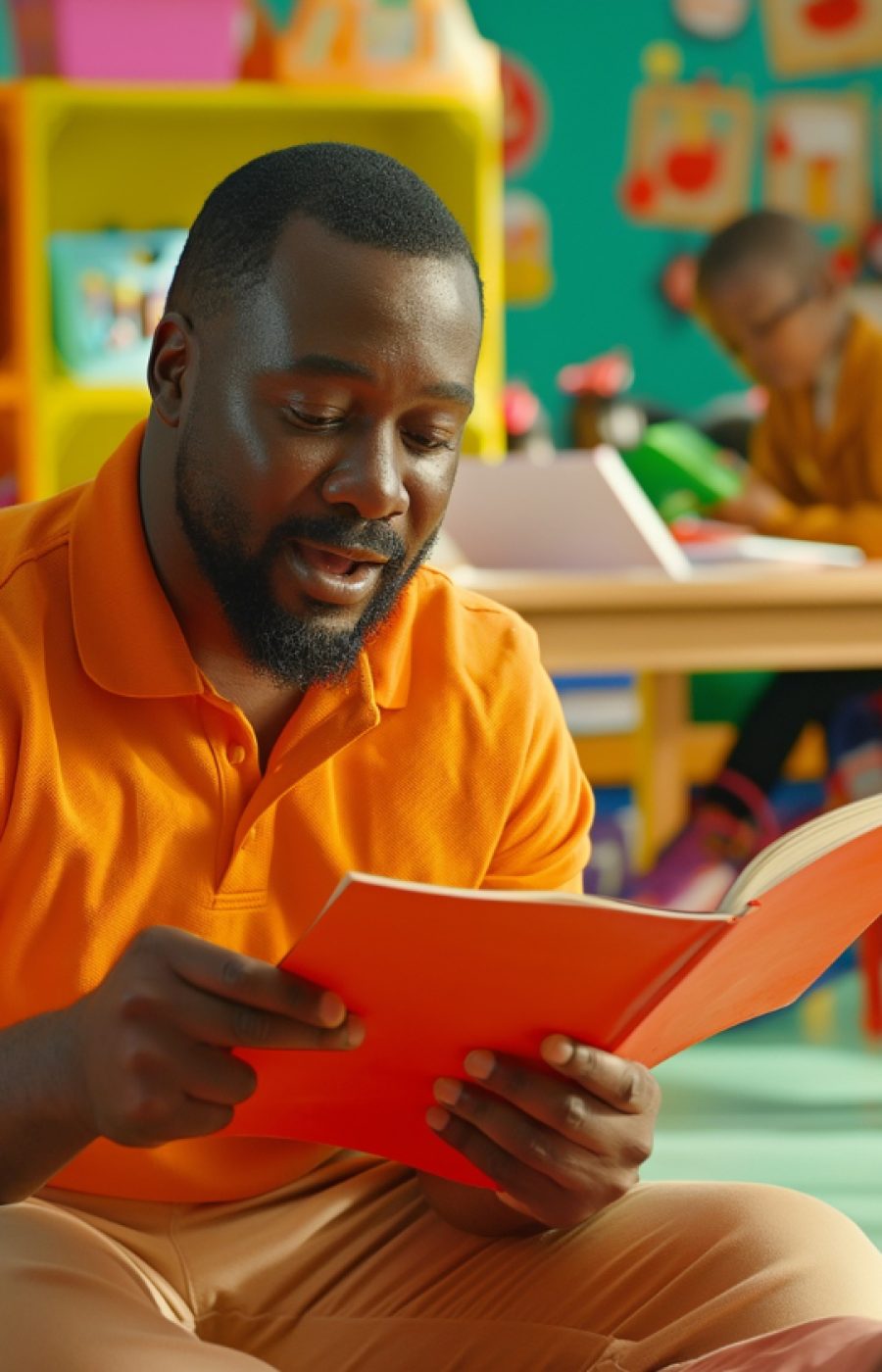 parent en train de lire un livre ou de parler à son bébé, mettant en avant la communication et l’interaction verbale. Une image montrant un bébé écoutant attentivement